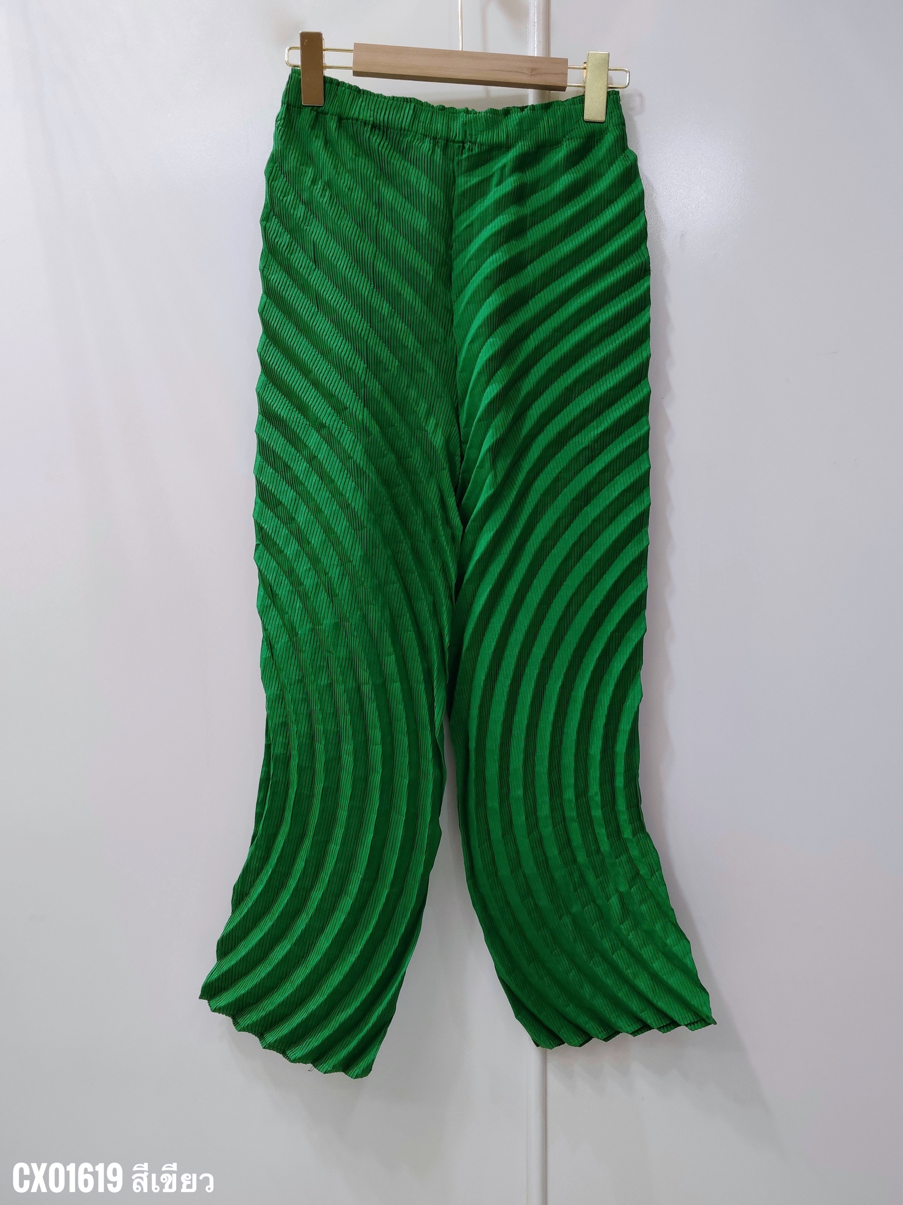 ปรับราคาลง20%!! ยาว 35.5นิ้ว 2MUAY รุ่น CX01619 กางเกงอัดพลีทคุณภาพ CIRCLE PLEATED PANTS 4 สี FREE SIZE