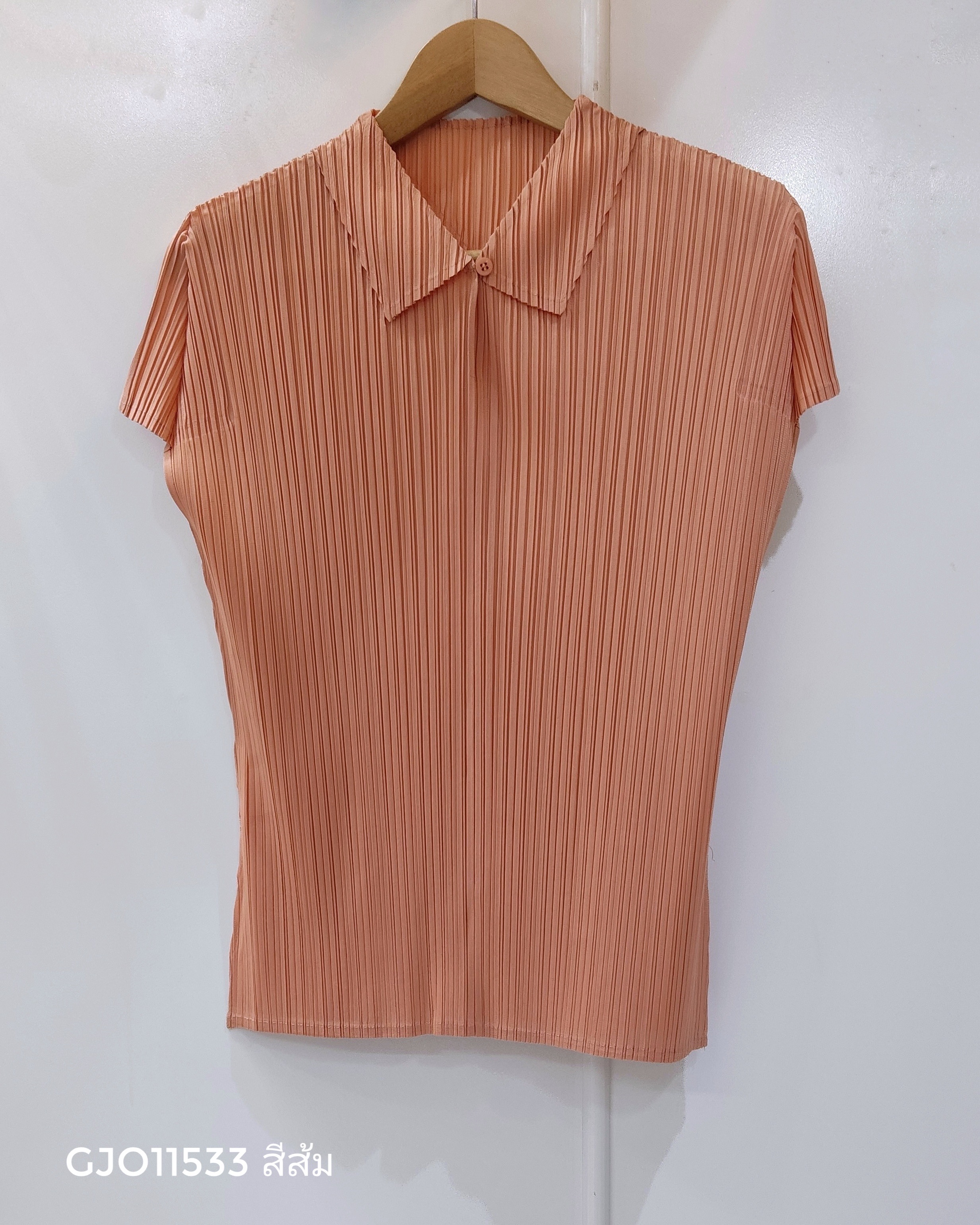 2MUAY รุ่น GJO11533 เสื้ออัดพลีท PLEATED MOCK COLLAR TOP 10 สี FREE SIZE