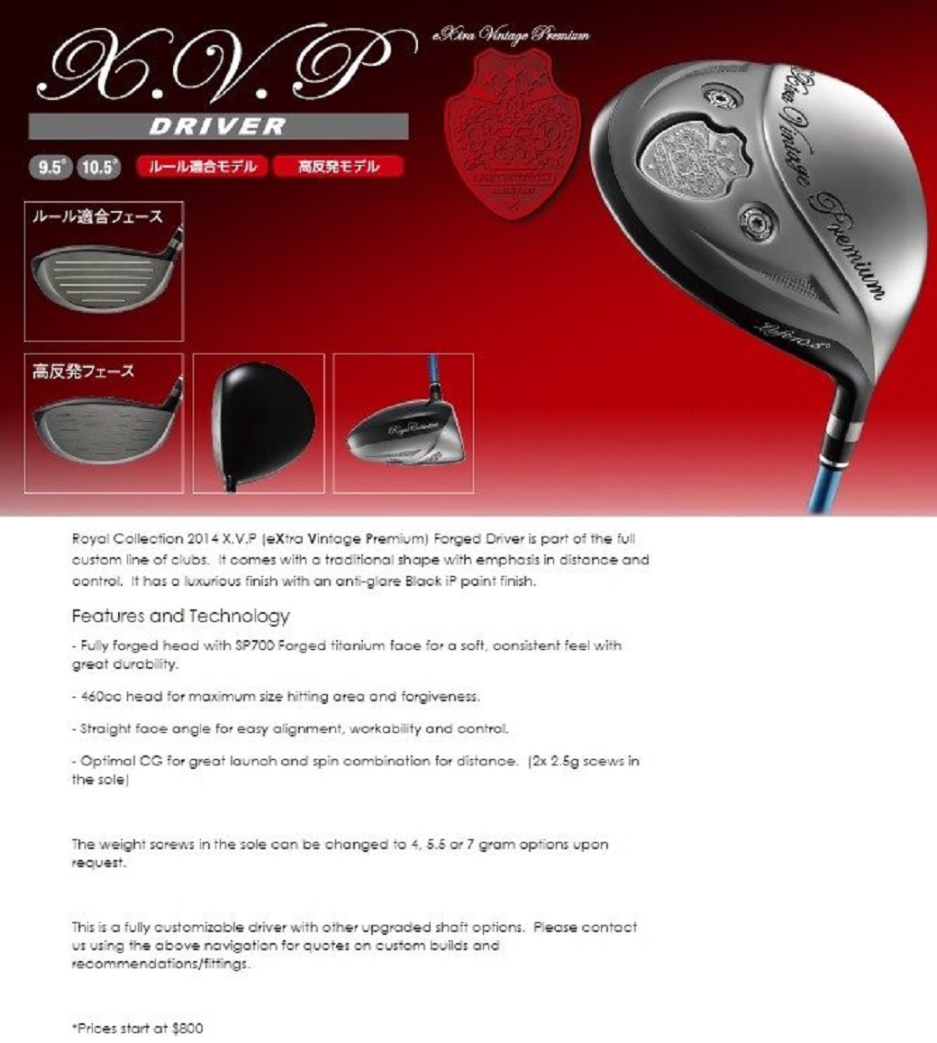 Driver Royal Collection X.V.P. EXTRA VINTAGE PREMIUM รุ่น TOP สุดแพงจัด เด้งขีดสุด เคลือบสีดำ iP ป้องกันแสงสะท้อน ให้ความ LUXURIOUS ขั้นสุด ไม้กอล์ฟพรีเมี่ยมมือสอง ของแท้ By NakaraLuxurious