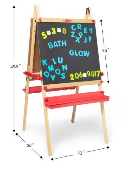 ชุดกระดานสองหน้าที่ครบครัน ด้านหนึ่งเป็นกระดานดำและกระดานแม่เหล็กในตัว อีกด้านเป็นไวท์บอร์ดอย่างดี ในชุดมาพร้อมตัวอักษรแม่เหล็ก Deluxe Magnetic Standing Easel Melissa&Doug, ของเล่นเสริมพัฒนาการ, ของเล่น