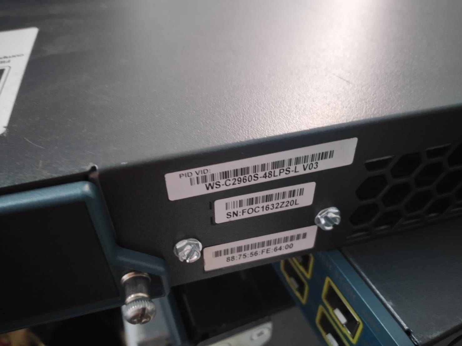 CISCO WS-C2960S-48LPS-L V03 48-PORT PoE NETWORK SWITCH