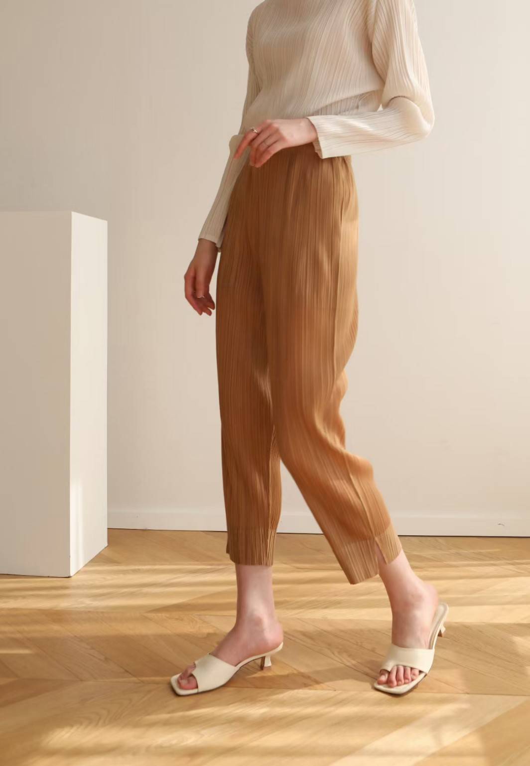 ยาว 34นิ้ว!! 2MUAY BASIC รุ่น GJO6896 SLIM FIT PLEATED PANTS กางเกงผู้หญิง กางเกงอัดพลีท 14สี FREE SIZE