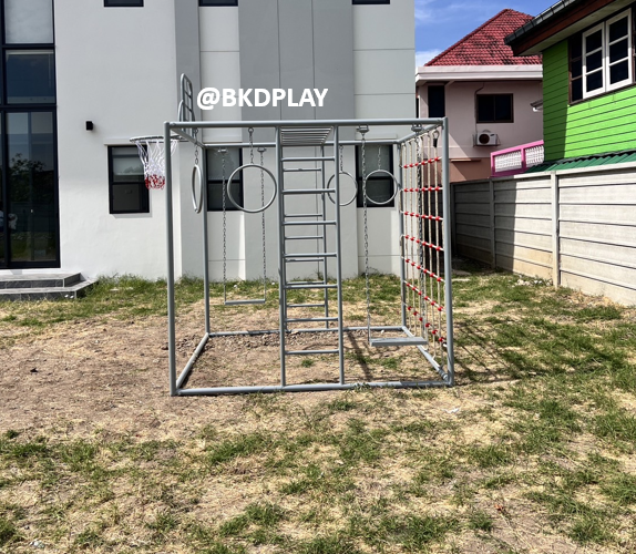 ลูกเต๋าปีนป่าย ชุดรวมปีนป่ายสี่เหลี่ยมA2 ปีนป่ายเชือก พร้อมบาร์โหน บาร์ไต่ ชิงช้า เครื่องเล่นสนามเหล็ก เครื่องเล่นสนามกลางแจ้ง OutdoorPlayground