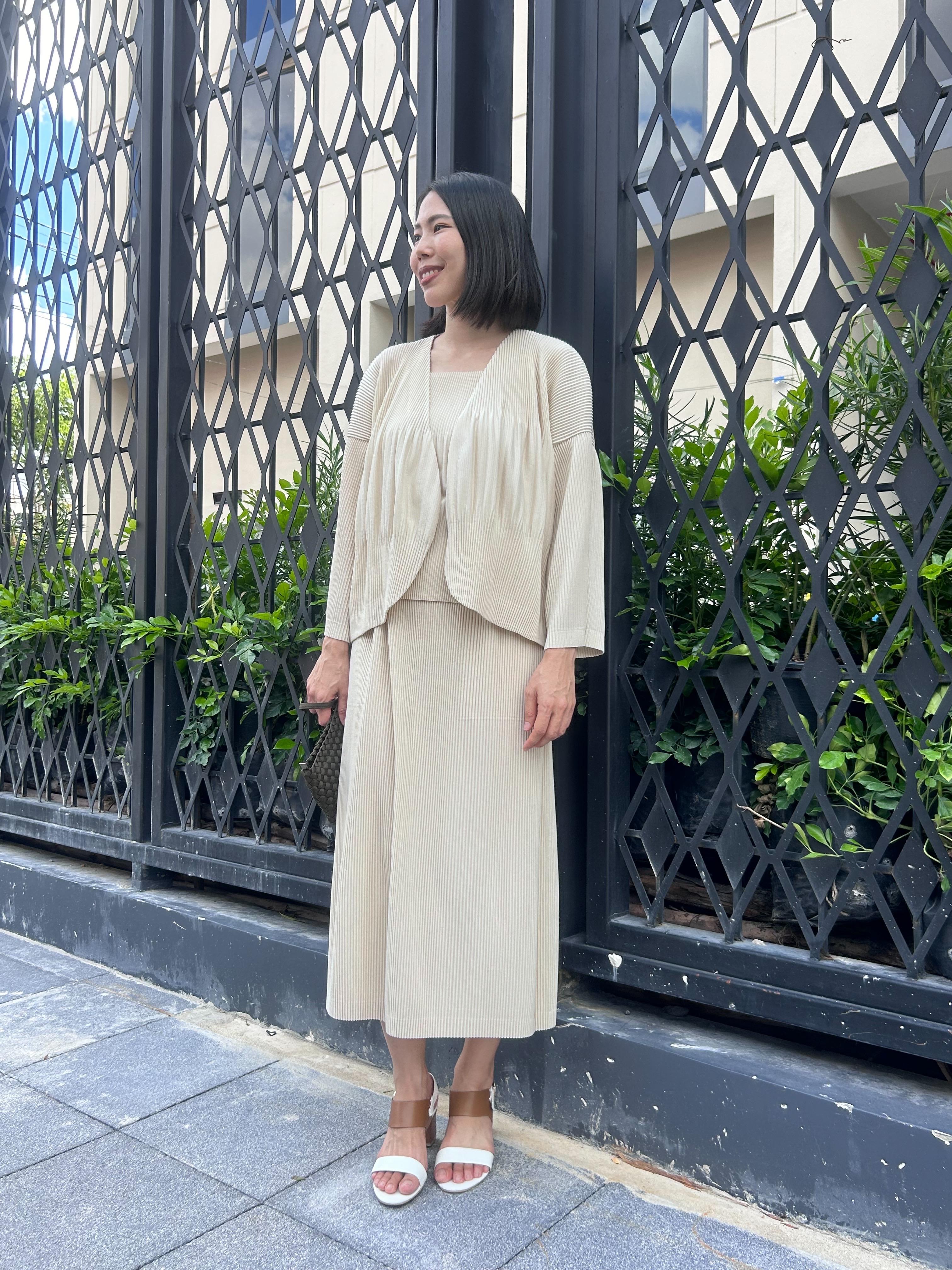 SET 3 ชิ้น 2MUAY รุ่น GJO5161 / GJO5160 / GJO1328 เซ็ตพลีท THICK SQUARE NECK TOP , OPEN FRONT CARDIGAN WITH SKIRT PLEATED SET 12 สี FREE SIZE