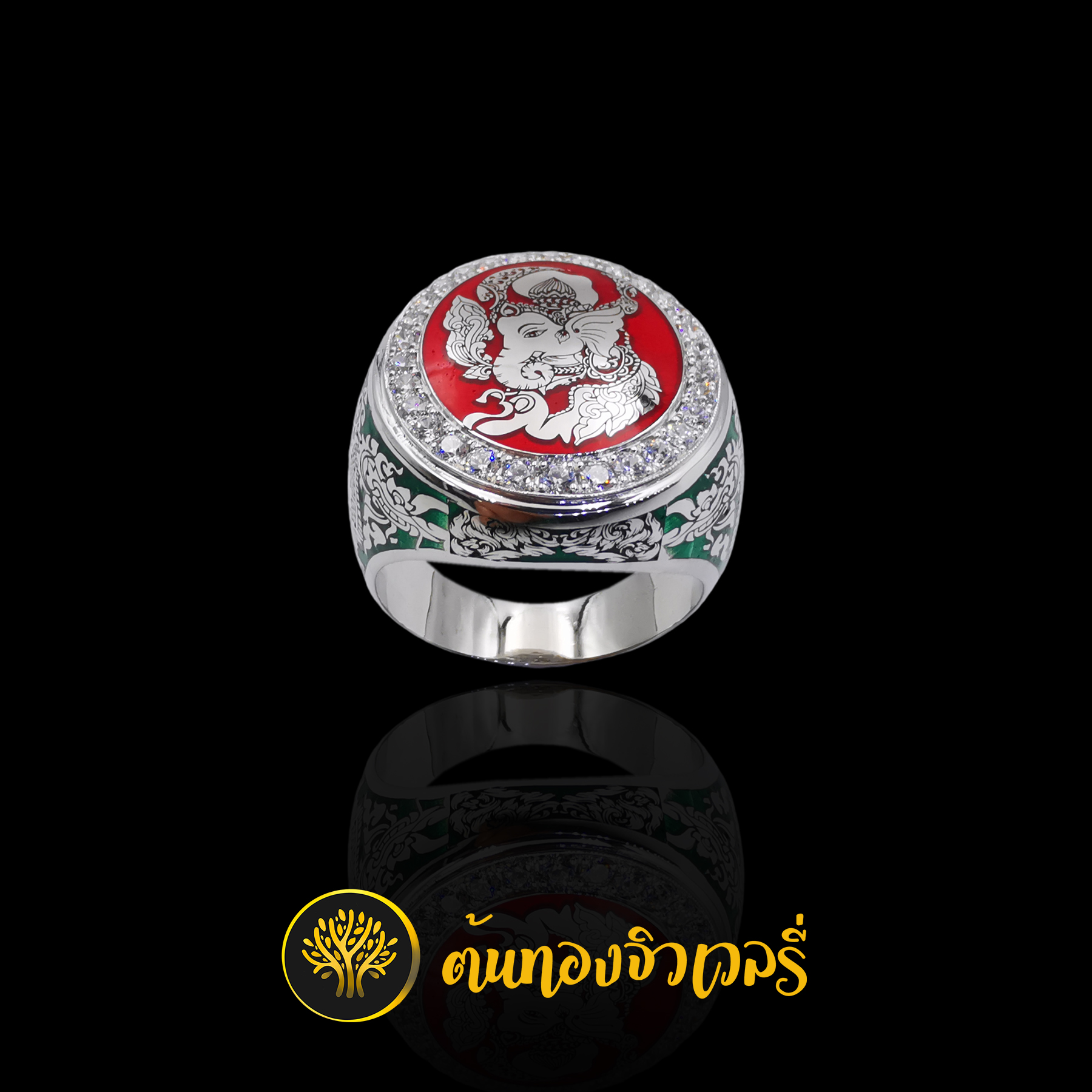 แหวนเงิน เลเซอร์พระพิฆเนศหน้าแหวน ข้างเลเซอร์พญานาค สวยๆครับ
