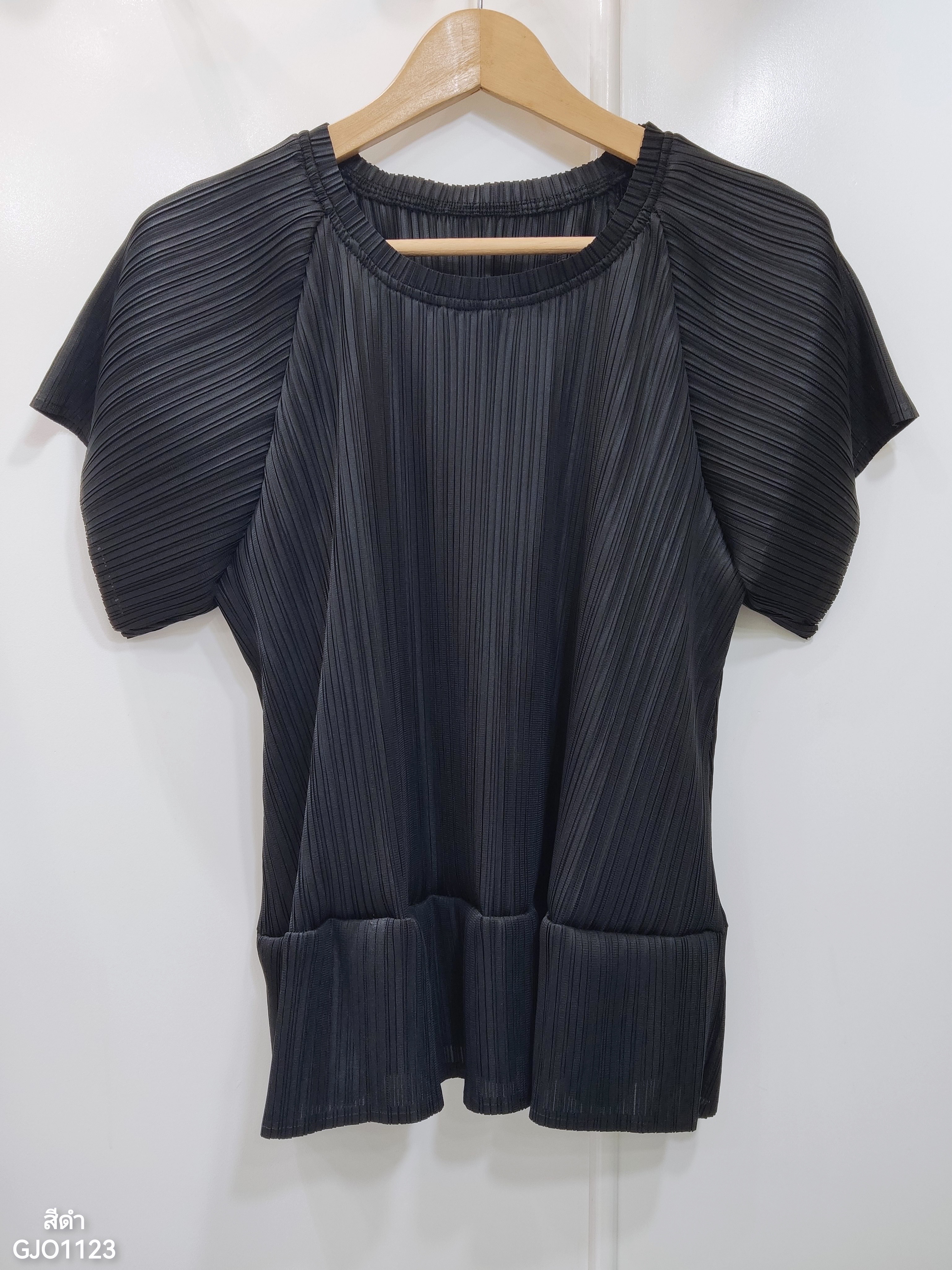 ปรับราคาลง20%!! 2MUAY รุ่น GJO1123 เสื้อพลีทคุณภาพ ROUND NECK SHORT SLEEVE PLEATED TOP 10 สี FREE SIZE