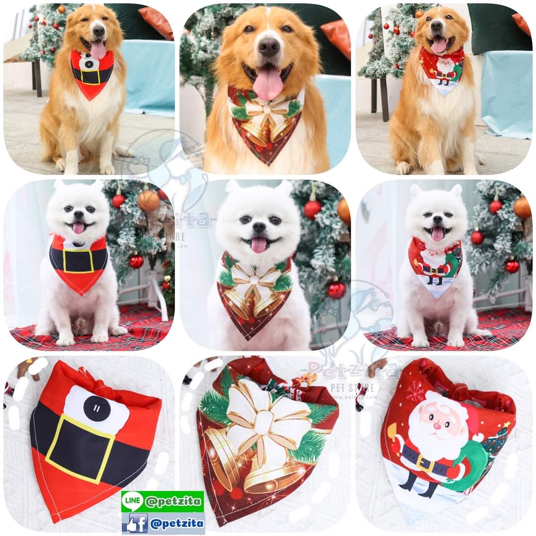 🇹🇭พร้อมส่ง🇹🇭 ผ้าพันคอ ผ้ากันเปื้อน 🎄🎉🎄 คริสมาสต์ ปีใหม่ สุดน่ารัก 🎄🎉🎊 for สัตว์เลี้ยง แมว สุนัข หมาใหญ่ สำเนา