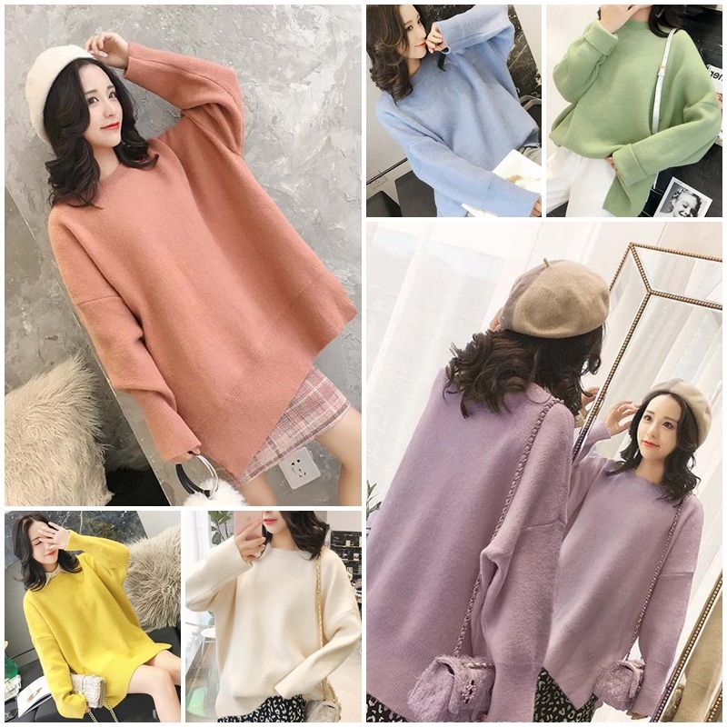 เสื้อสเวตเตอร์กันหนาว เสื้อกันหนาวไหมพรม เสื้อกันหนาวไหมพรมผสมวูล Loose Style (มี 6 สี)
