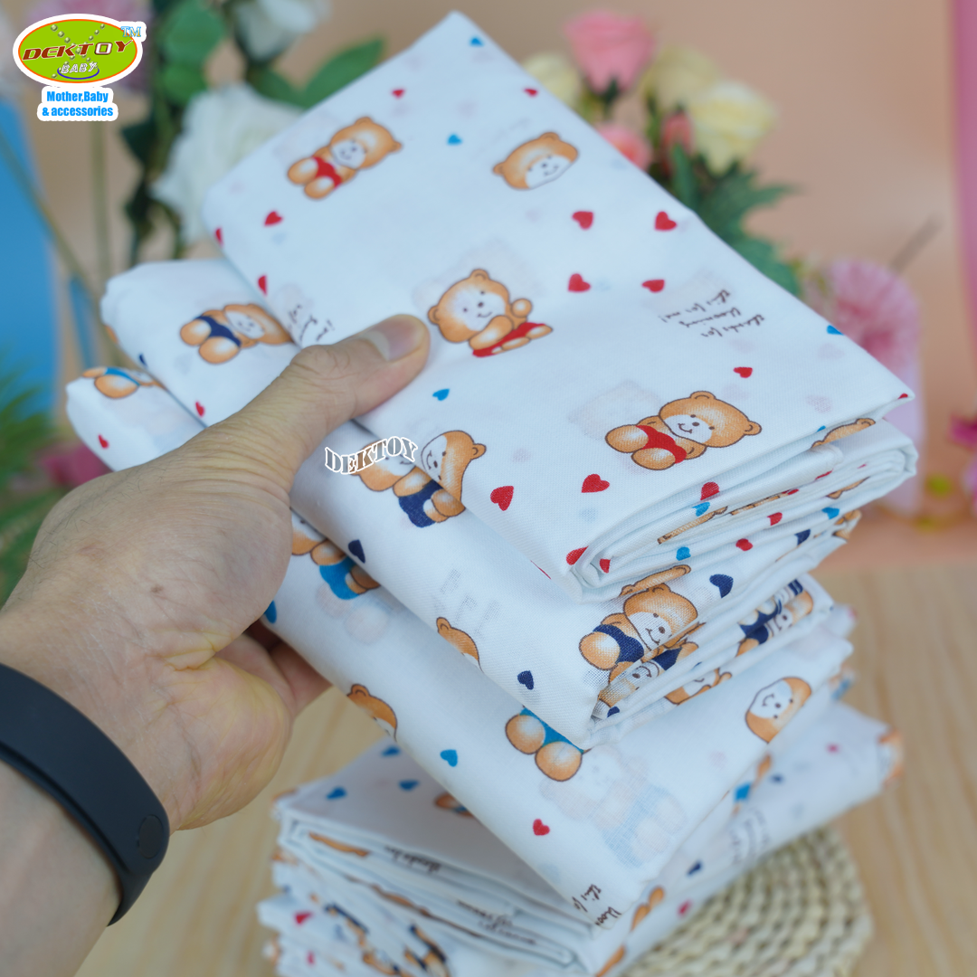 Gold Baby ผ้าอ้อมสาลู 2 ชั้นเกรดA ลายหมีหัวใจ 12 ผืน