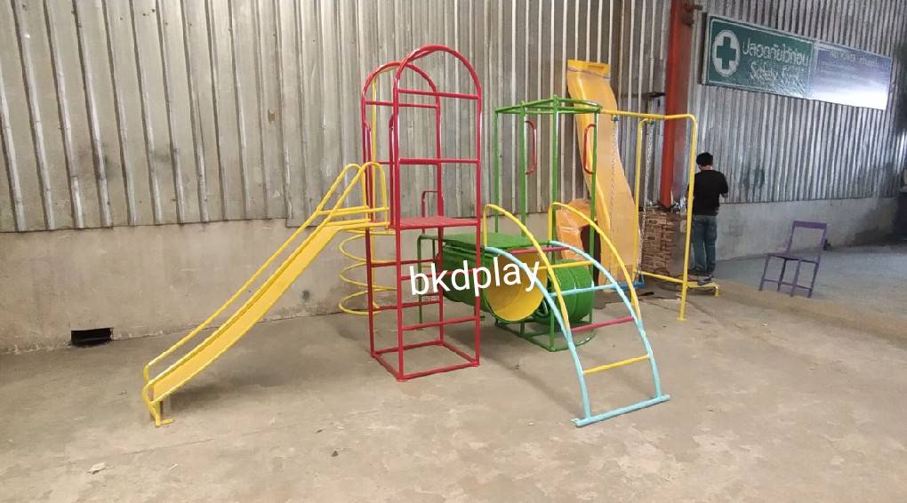 เครื่องเล่นสนามกลางแจ้ง ชุดรวมสไลเดอร์ชิงช้าบาร์โหนยางรถ , ประกอบด้วยสไลเดอร์ชิงช้าปีนป่ายบาร์โหน,ครุภัณฑ์สนามเด็กเล่น, สพฐ,โครงการโรงเรียนประชารัฐ