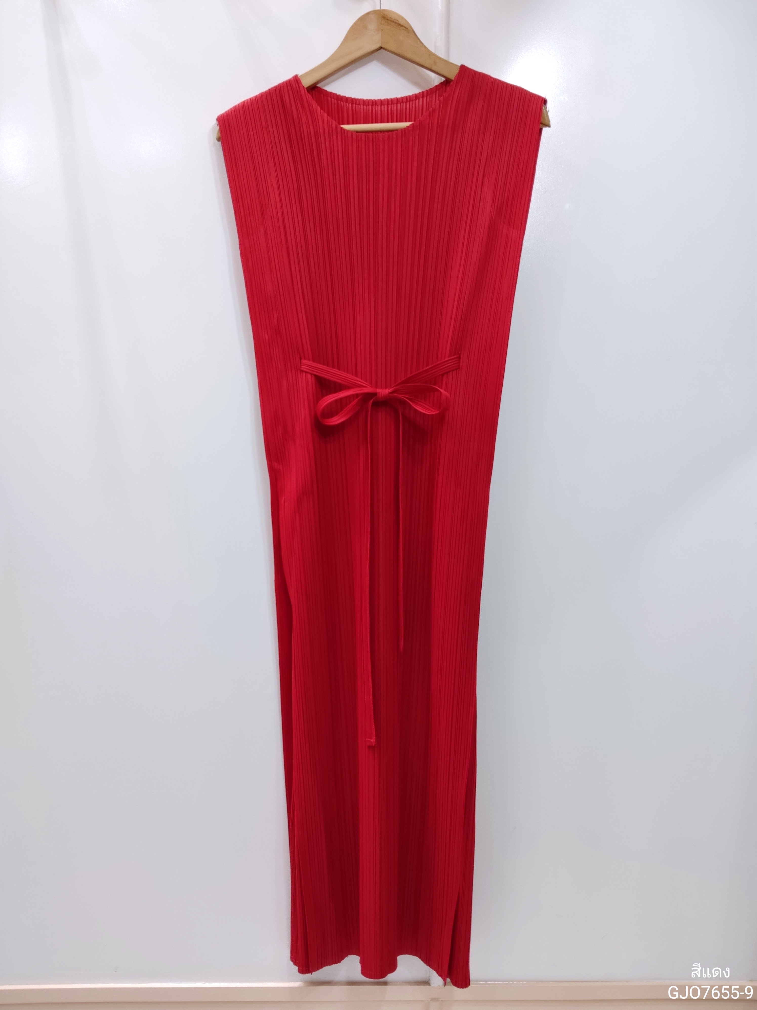 2MUAY รุ่น GJO7655 SIMPLE BOW TIE PLEATED DRESS เดรสผู้หญิง เดรสพลีทคุณภาพ 15สี FREE SIZE