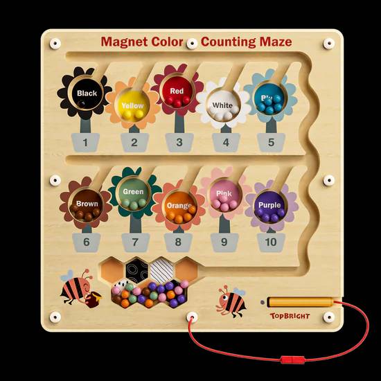 เกมเขาวงกตดอกไม้ของผึ้งน้อย,การนับ,เขาวงกต เกมส์ไม้,ของเล่นคณิตศาสตร์ ของเล่นเสริมพัฒนาการ, ของเล่น,แถบแม่เหล็ก สินค้าพร้อมส่ง