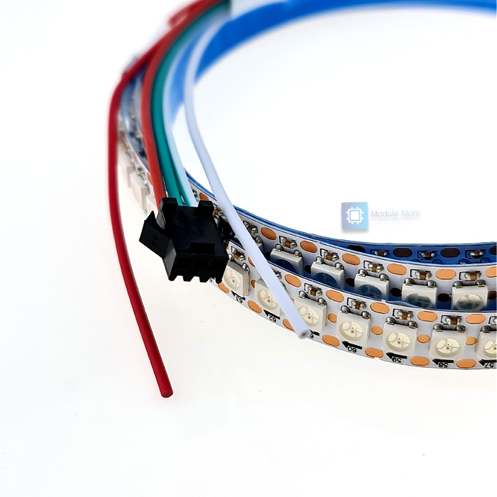 แถบ LED strip 5V RGB ยาว 1m 144 ดวง [แถบสีขาว] แบบ WS2812B 5050 SMD ใช้สายเพียง 3 เส้น