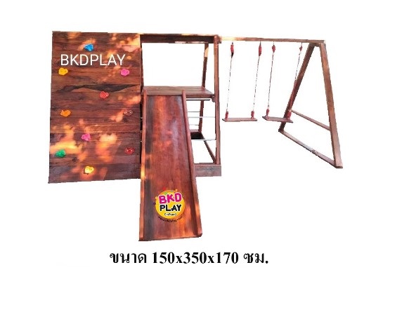 เครื่องเล่นสนามไม้ งานกลางแจ้ง ชุดรวม D ชิงช้า สไลเดอร์ ปีนป่ายหน้าผา,ไม้เนื้อแข็ง wood playground