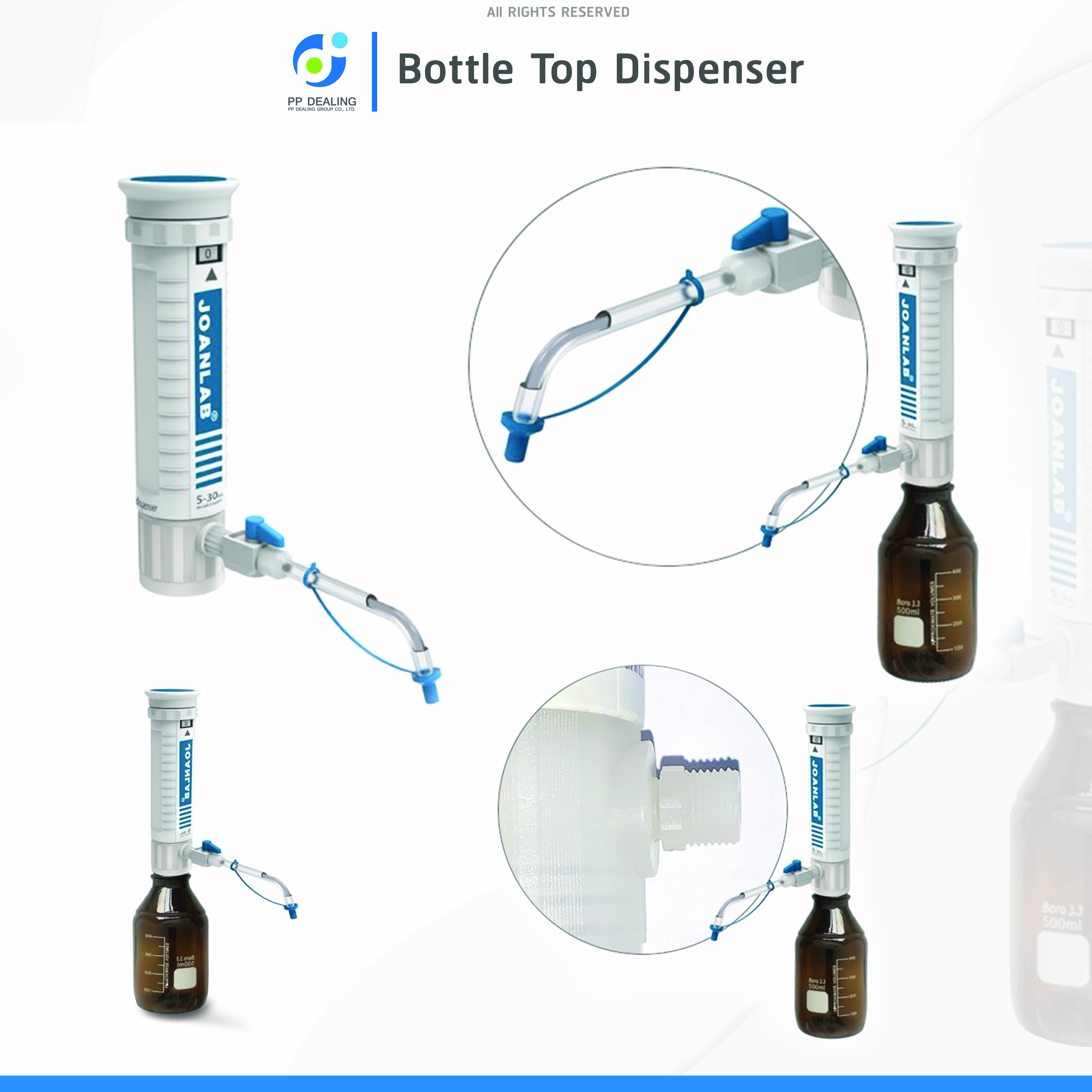 Bottle Top dispenser เครื่องดูดจ่ายสารละลายชนิดกดปั๊ม รุ่น DA-2ML ขนาด 0.4- 2ml*0.05