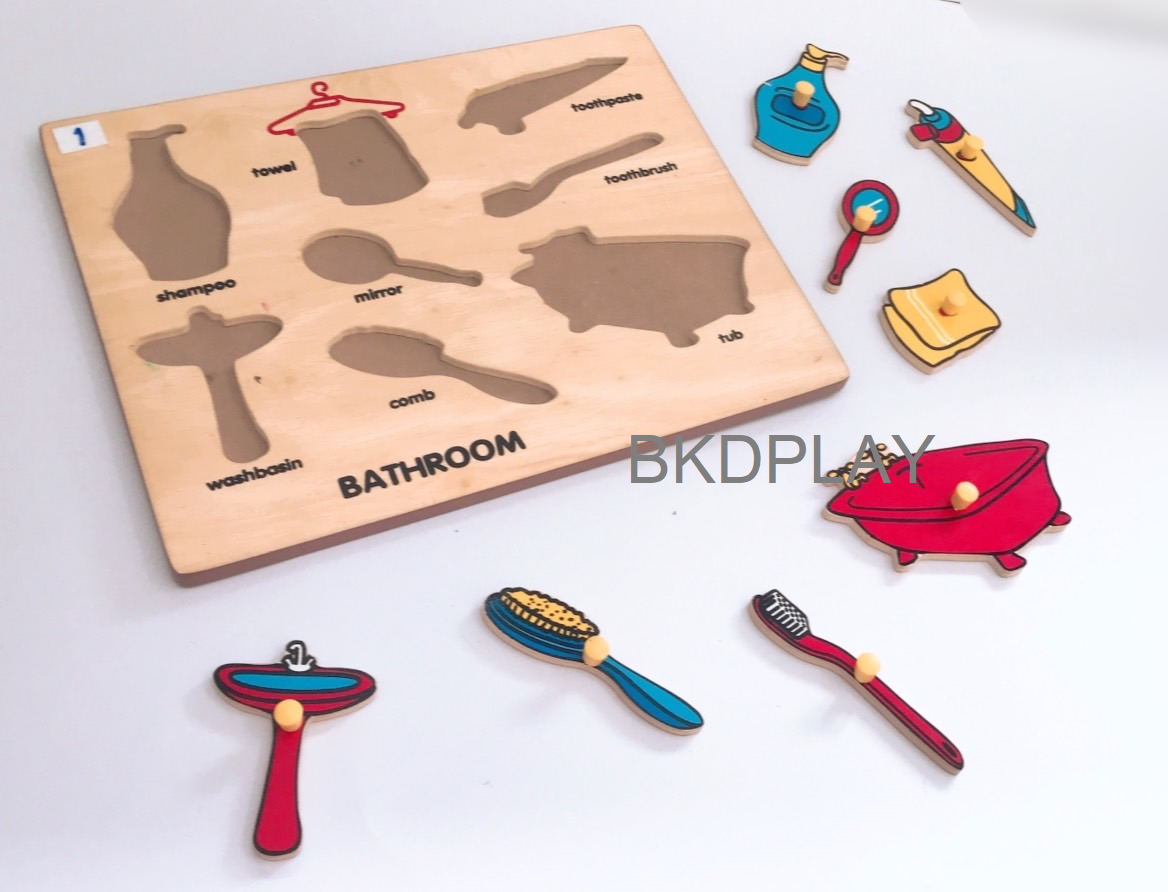 ภาพตัดต่อ ห้องน้ำ กระดานหมุดห้องน้ำ , ของเล่นไม้, ของเล่นเสริมพัฒนาการ, ของเล่นเด็กอนุบาล, สื่อการสอนเด็กอนุบาล
