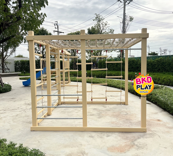 ปีนป่ายไม้ ปีนป่ายเชือก,ของเล่นสนาม,เครื่องเล่นสนามไม้ ไม้เนื้อแข็งอย่างดีผลิตในไทย งานกลางแจ้ง