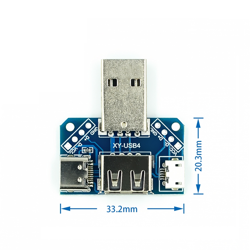 โมดูลแปลง USB เป็น type c และ micro usb USB adapter board male to female to micro USB to header and Type-C 4P 2.54mm straight plug
