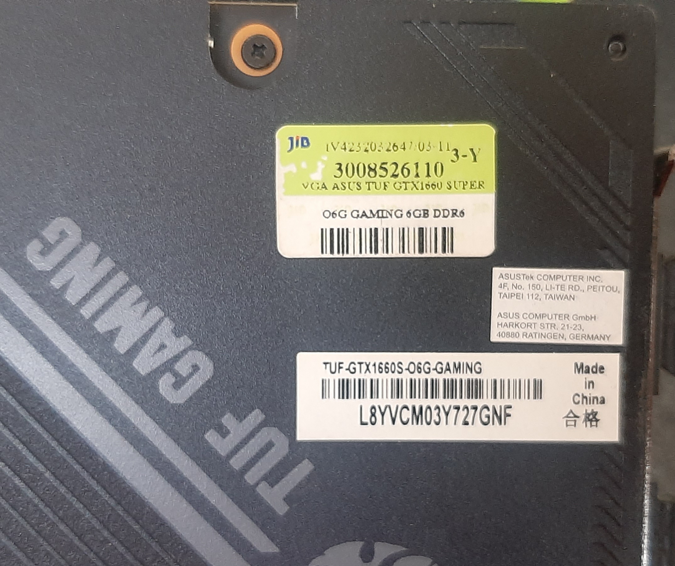 การ์ดจอแสดงผล Asus TUF Gaming GTX 1660 Super 6GB DDR6 มือสอง ประกันร้าน 1 เดือน