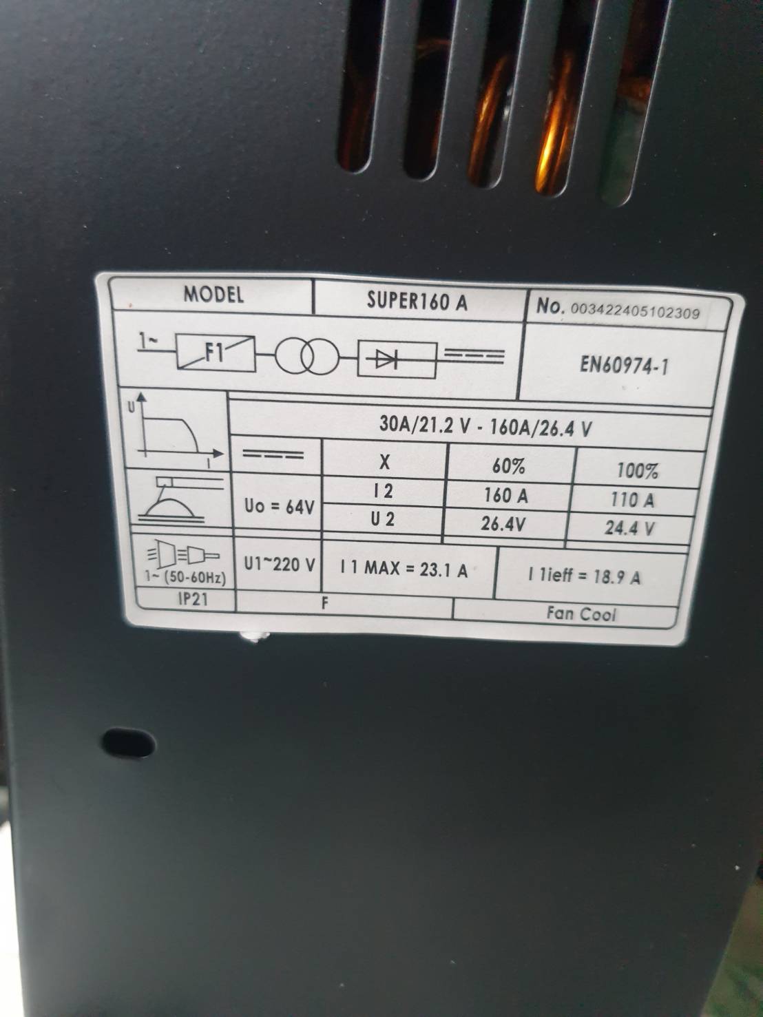 เครื่องเชื่อม PUMPKIN รุ่น PTT-SP160A#17906 ขนาด 160 แอมป์ สีส้ม - ดำ สภาพใหม่