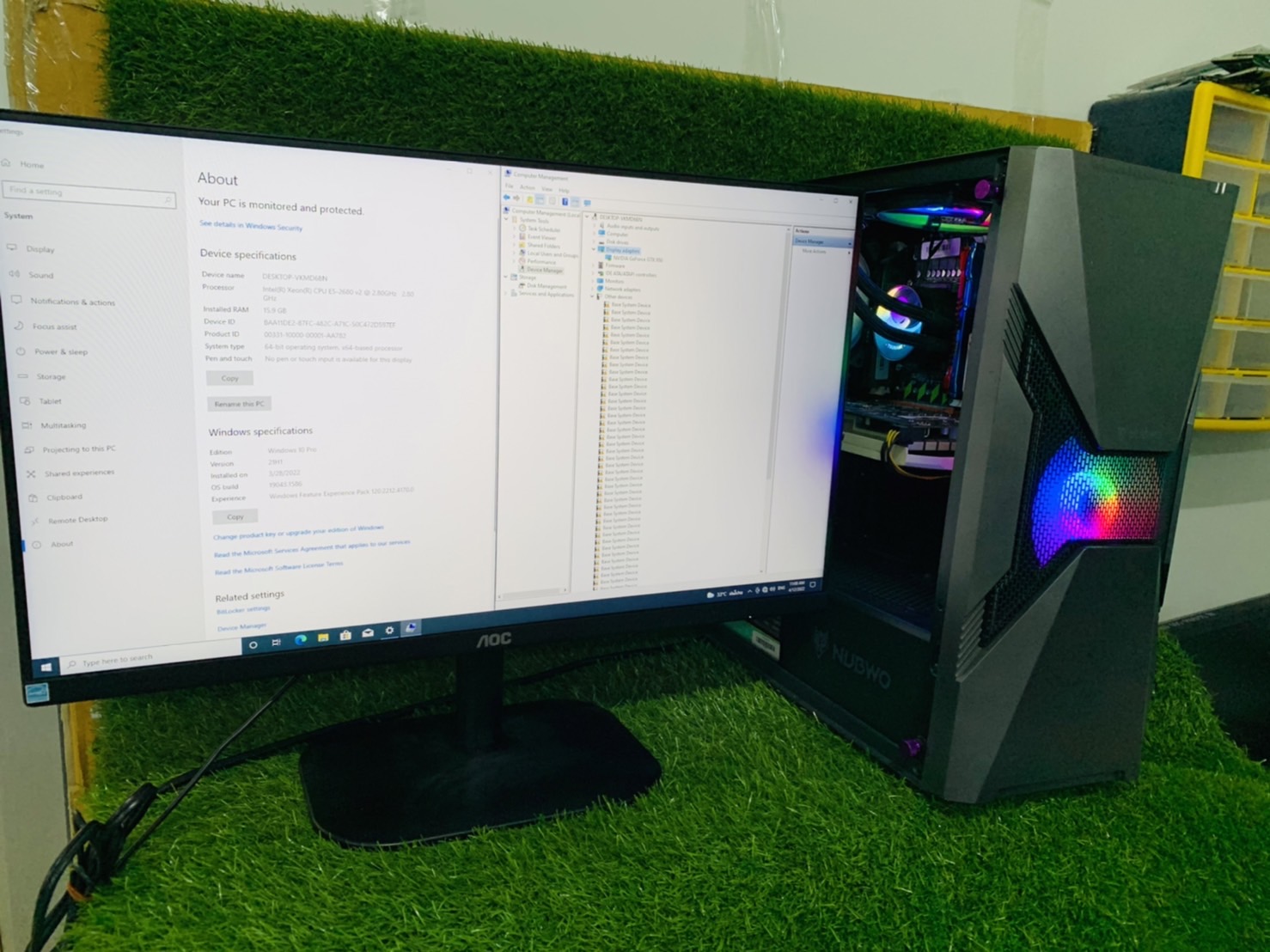 PC ประกอบ Case Nubwo GYVER 324 พร้อมจอ 24 นิ้ว ไม่มีฝาข้าง สำหรับ เล่นเกมส์ สินค้ามีประกัน