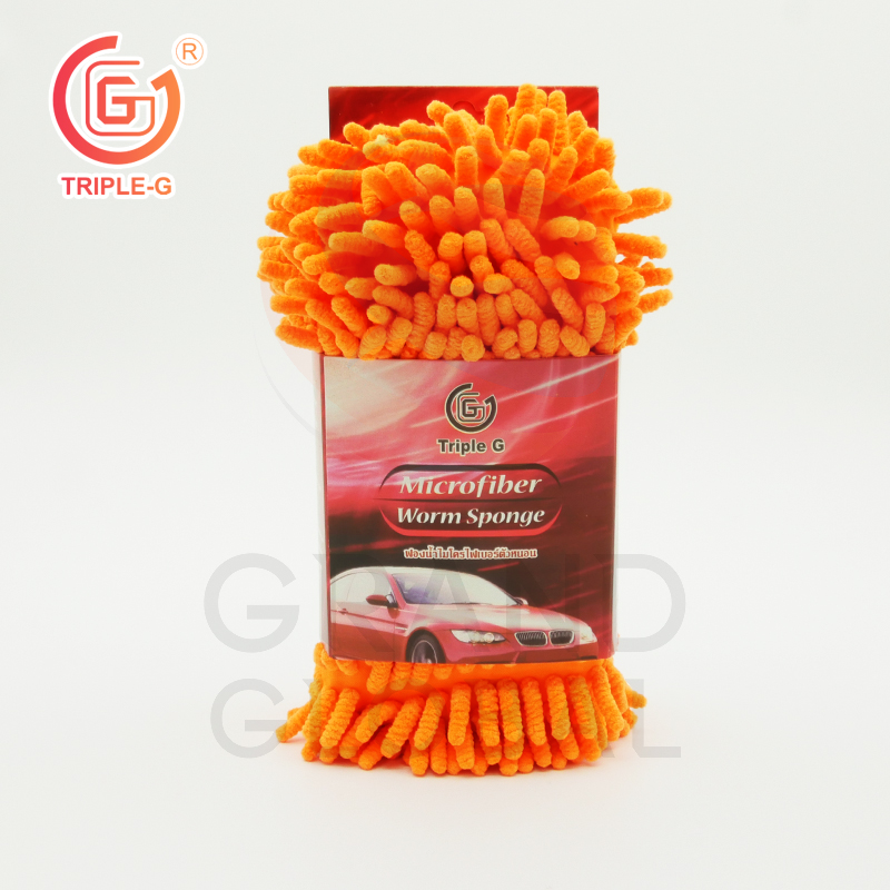TRIPLE-G ฟองน้ำไมโครไฟเบอร์ ล้างรถ แบบตัวหนอน เช็ดทำความสะอาดรถยนต์