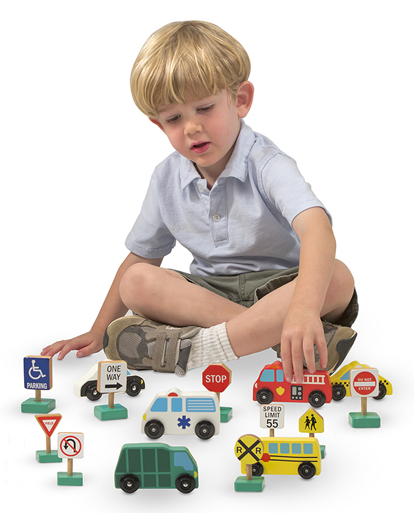 ชุดรถไม้ รุ่นรถในเมือง ส่งเสริมพัฒนาการด้านความคิดสร้างสรรค์ Wooden Vehicles & Traffic Signs Melissa&Doug, ของเล่นเสริมพัฒนาการ, ของเล่น