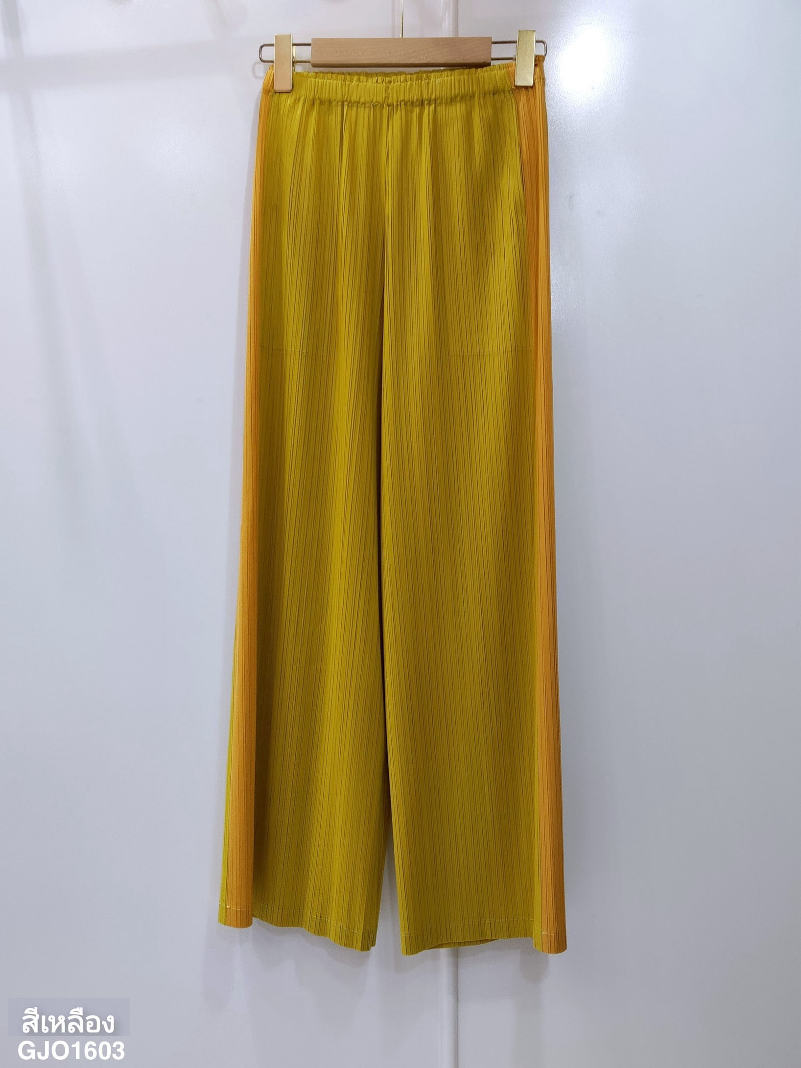 ปรับราคาลง20%!! ยาว 37.5นิ้ว 2MUAY รุ่น GJO1603 กางเกงพลีทคุณภาพ SIDE STRIPED TWO TONE PLEATED PANTS 6 สี FREE SIZE