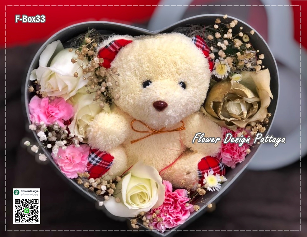 F-ฺBox33 : ดอกไม้กล่อง+ตุ๊กตา