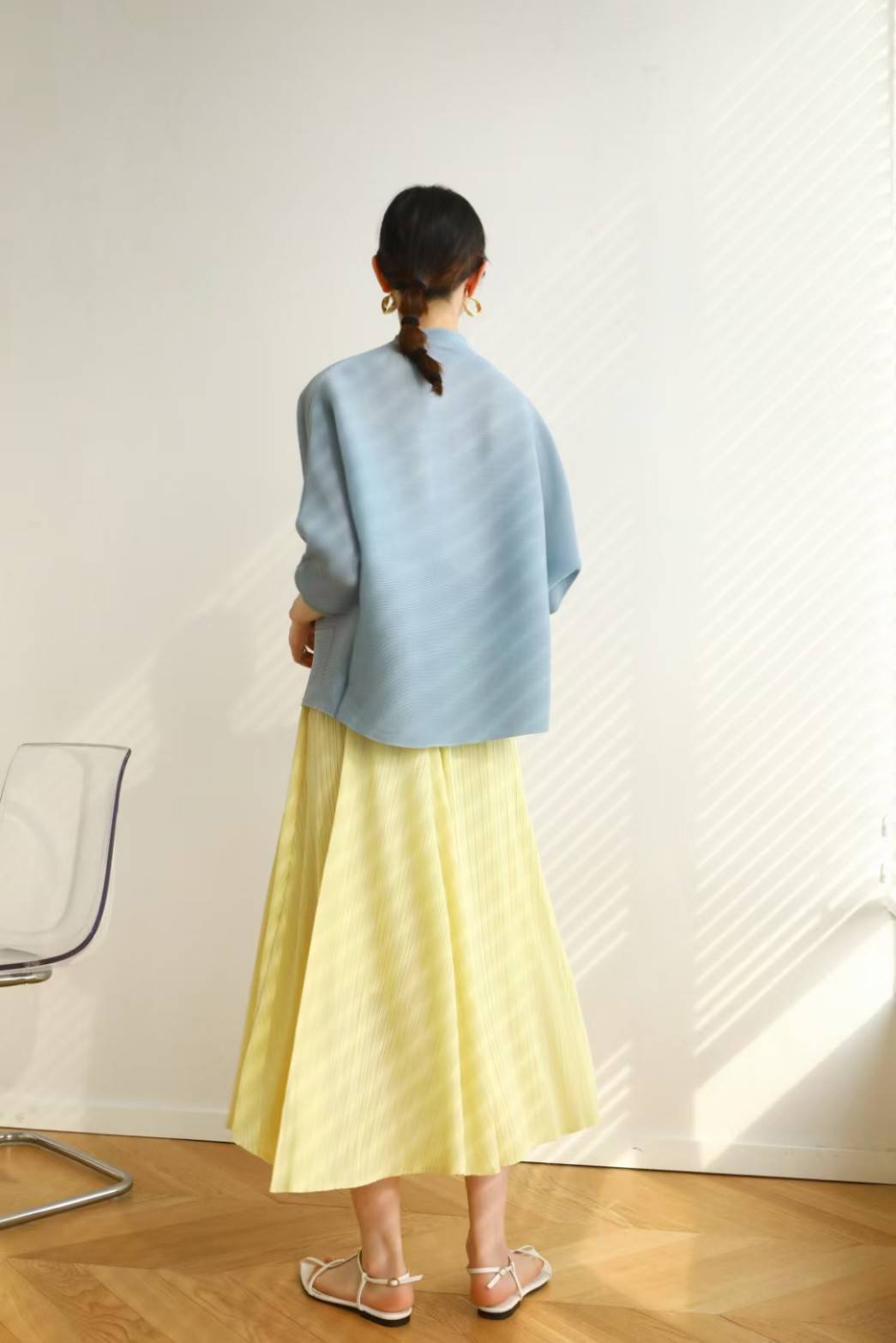 2MUAY BASIC รุ่น GJO2066 เสื้ออัดพลีทงานคุณภาพ BUTTON FRONT PLEATED TOP 17สี FREE SIZE
