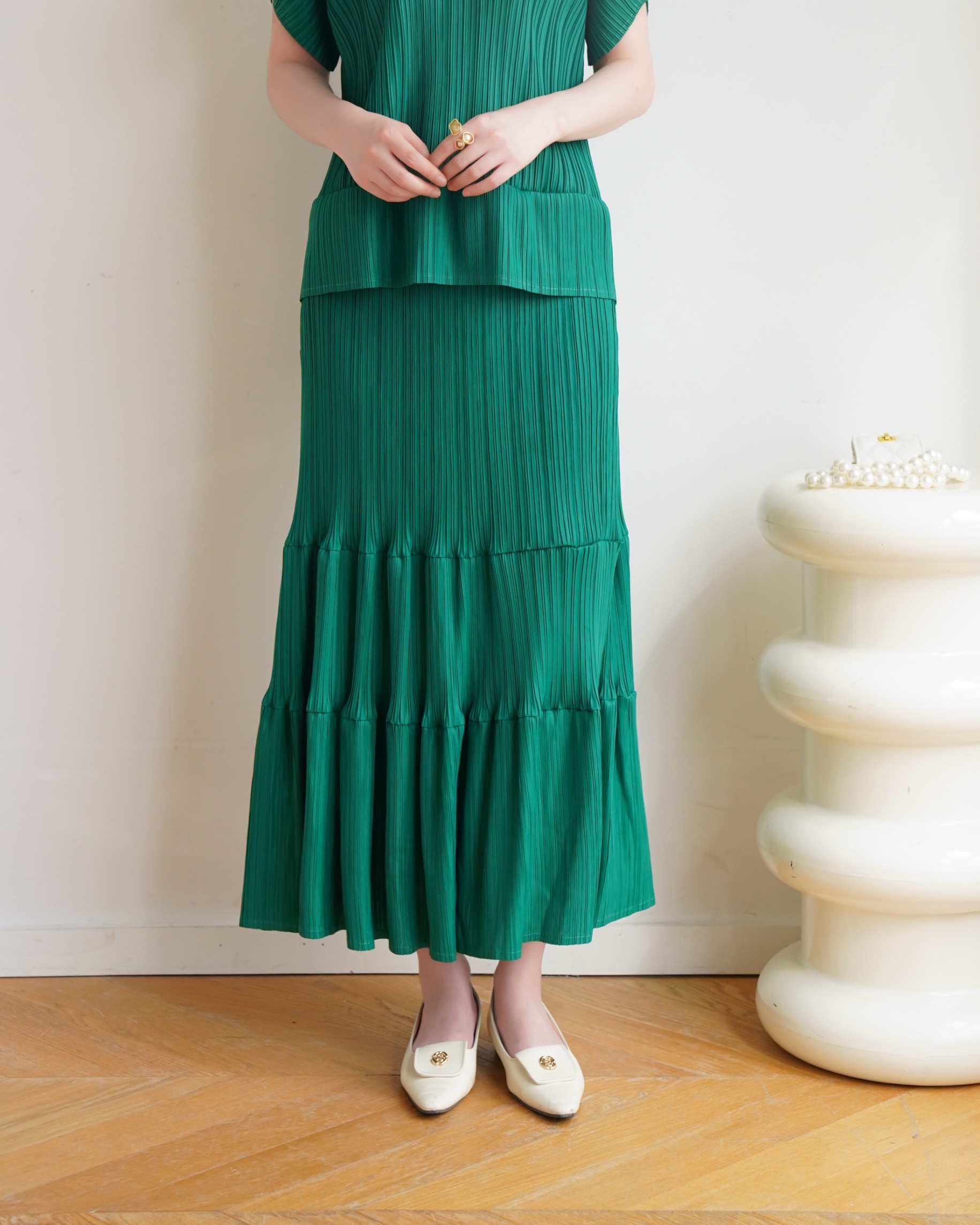 ปรับราคาลง20%!! ยาว 34นิ้ว! 2MUAY รุ่น GJO1124 กระโปรงพลีทคุณภาพ RIPPLE PLEATED SKIRT 10 สี FREE SIZE