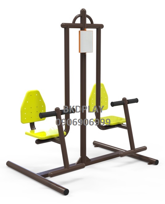 เครื่องออกกำลังกายกลางแจ้งผู้ใหญ่,บริหารขา เข่า น่อง แบบขาดัน ยกตัวคู่ ,ลานกีฬาอเนกประสงค์ ,สวนสาธารณะ ,เทศบาล ,หมู่บ้าน ,ผลิตในไทย ,สั่งทำตามสีที่ต้องการได้ ขนาด 60x100x150 ซม.