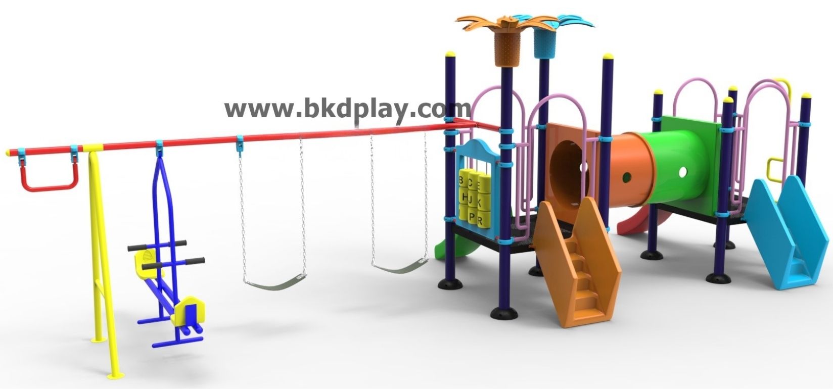 ชุดหอท่อคู่ชิงช้าผสมสไลด์ 70, เครื่องเล่นสนามกลางแจ้ง , เครื่องเล่นสนามแบบเหล็ก,ชิงช้า,สไลเดอร์, OutdoorPlayground, ราคาโรงงาน สินค้าสั่งผลิต 10-20 วัน