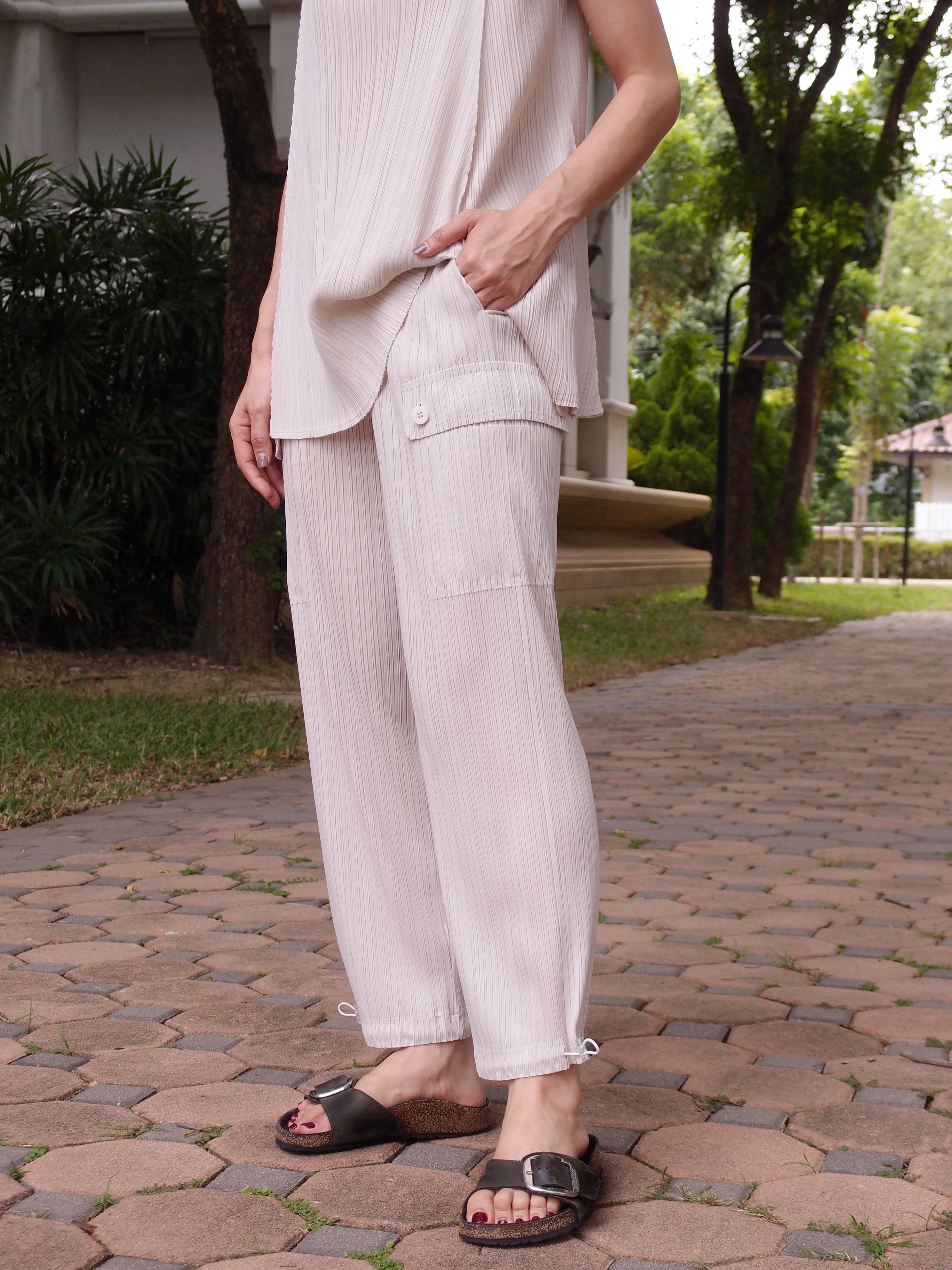 ยาว 36.5นิ้ว! 2MUAY รุ่น GJO5361 กางเกงพลีทคุณภาพ CARGO STRAIGHT LEG PLEATED PANTS 10 สี FREE SIZE