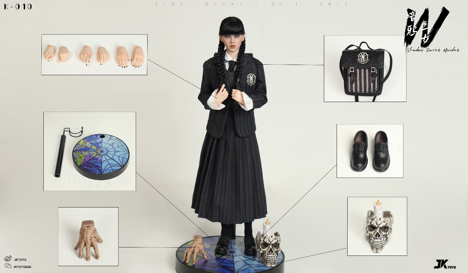 [สั่งจอง]JKTOYS K-010 1/6 : Shadow Raven Maiden Wednesday Cosplay Version