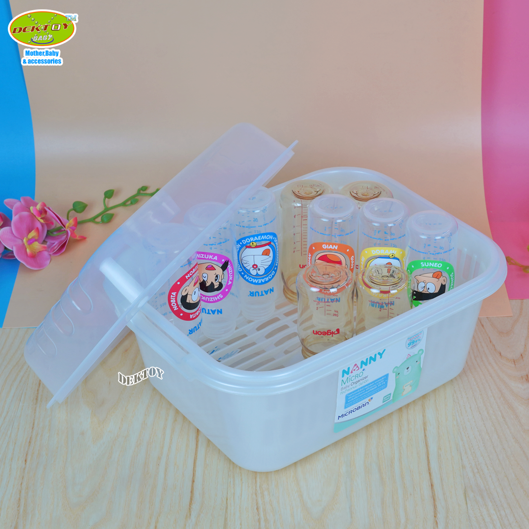 Nanny Micro+ ที่คว่ำขวดนมและเก็บขวดนมฝาปิด มี Microban ป้องกันแบคทีเรีย 99.9%
