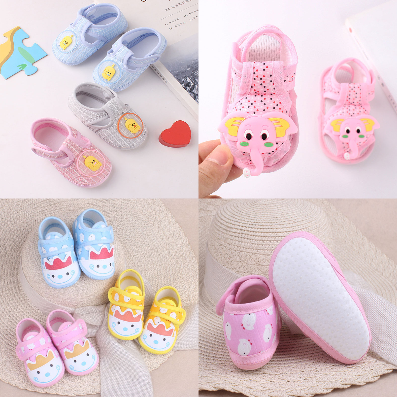 🔥Sale ลดราคา🔥 รองเท้าเด็กอ่อน Set-4 รุ่น ช้างน้อย/หงอนไก่/ไก่ส่อง/กระต่ายจุด สำหรับเด็กอายุ 0-1 ปี มีให้เลือก3ขนาด น้ำหนักเบา ไม่กัดเท้า ดีไซน์สวยงาม