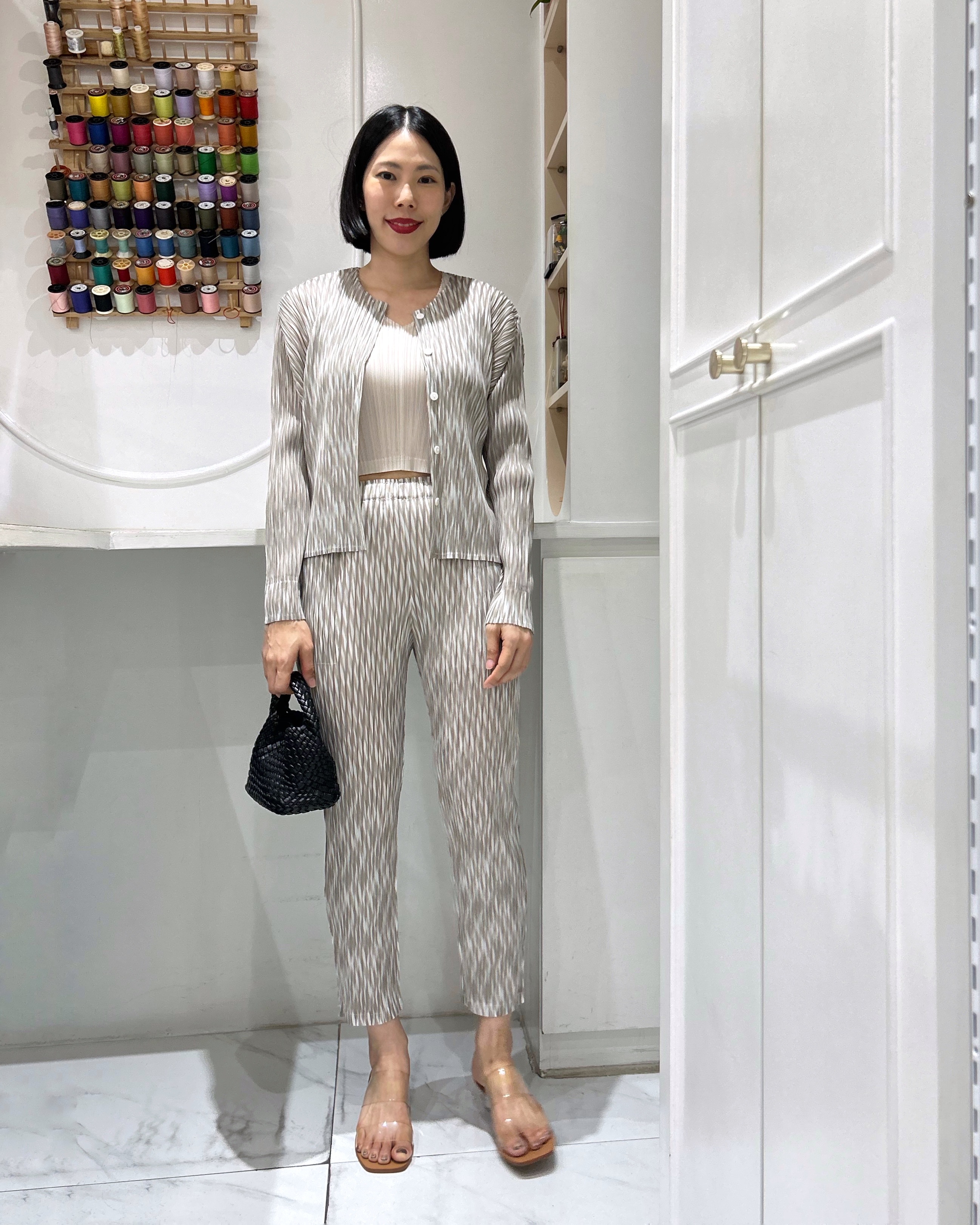 2MUAY รุ่น GJO11518 / GJO11536 เซ็ตอัดพลีท BUTTON FRONT PRINTED PLEATED SET 5 สี FREE SIZE