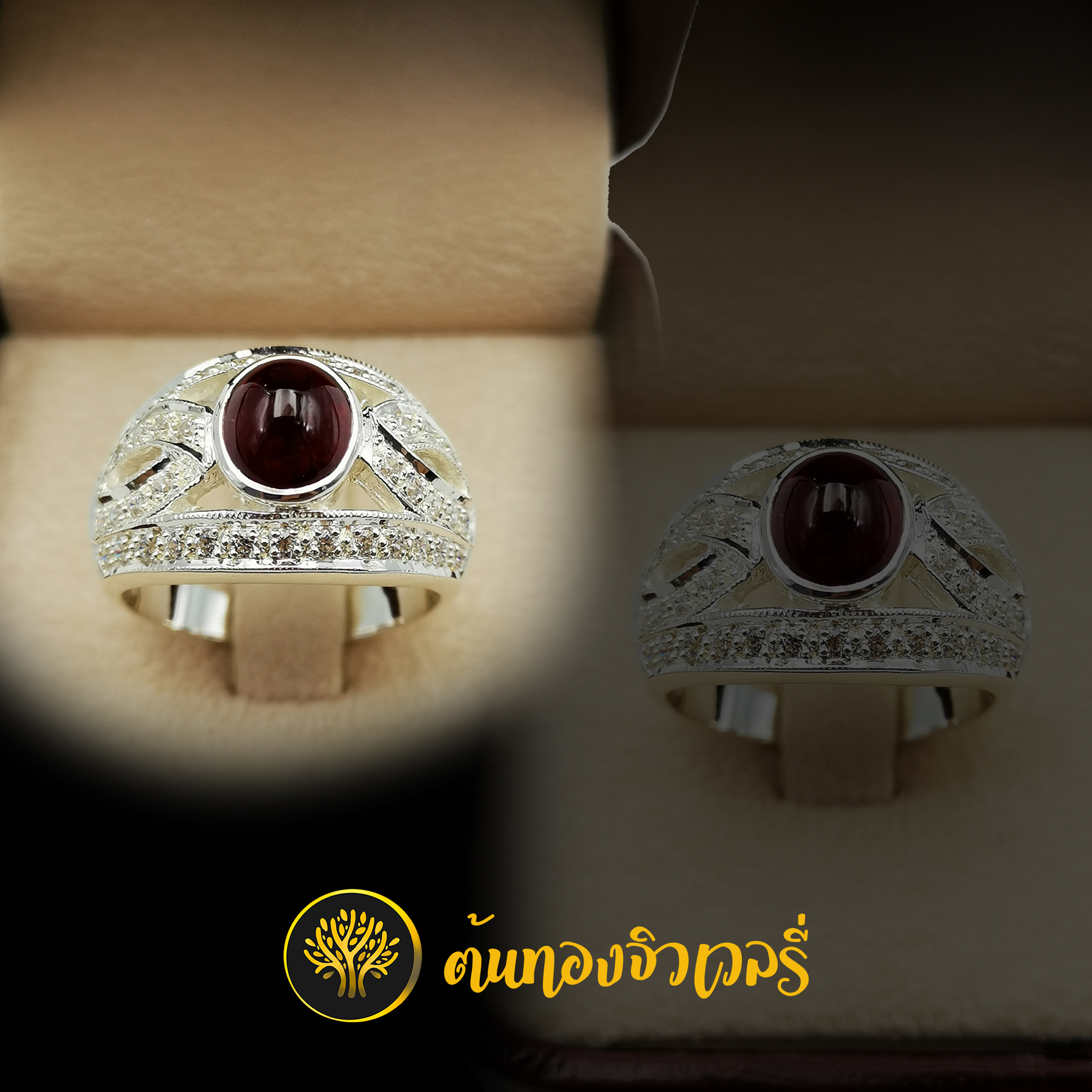 แหวนพลอยทับทิม ข้างฉลุลาย ฝังเพชร สวยๆแจ่มๆ ฝังเพชรนแน่นๆเลย