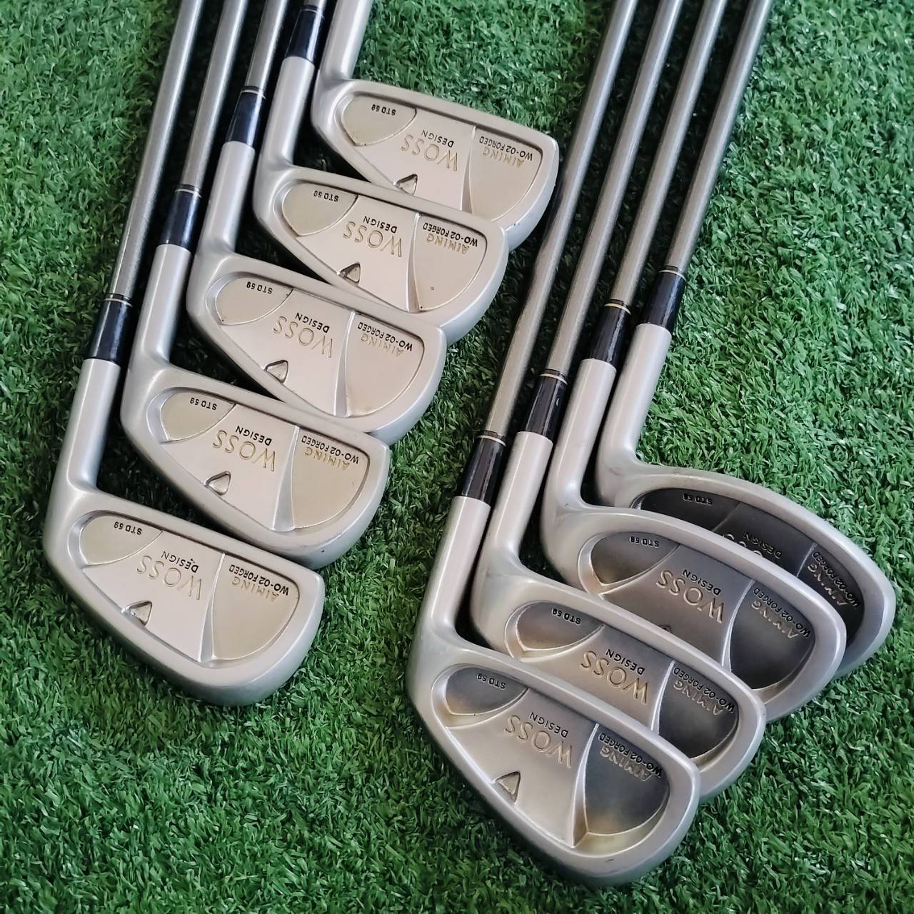WOSS Japanese golf irons 3-9 P S AIMING WO-02 FORGED ตีนุ่มมากๆ ก้านกราไฟต์เดิมทุกอย่าง FLEX S ไม้กอล์ฟพรีเมี่ยมมือสอง ของแท้ By NakaraLuxurious
