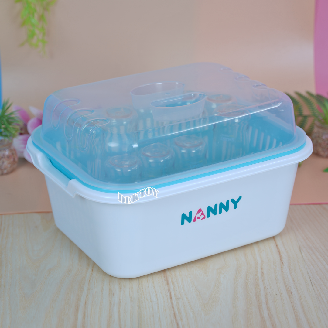 NANNY แนนนี่ ที่คว่ำขวดนมมีฝาปิดแนนนี่ N216 สีขาว ฟ้า