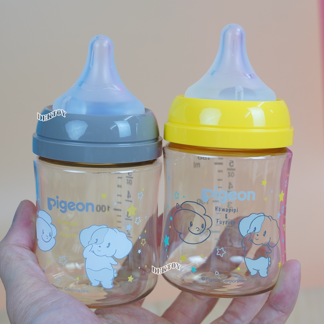 Pigeon พีเจ้น ขวดนมพีเจ้นสีชา PPSU 5 ออนซ์ 160 มล. คอกว้าง แพ็ค2ขวด HOWAPIPI