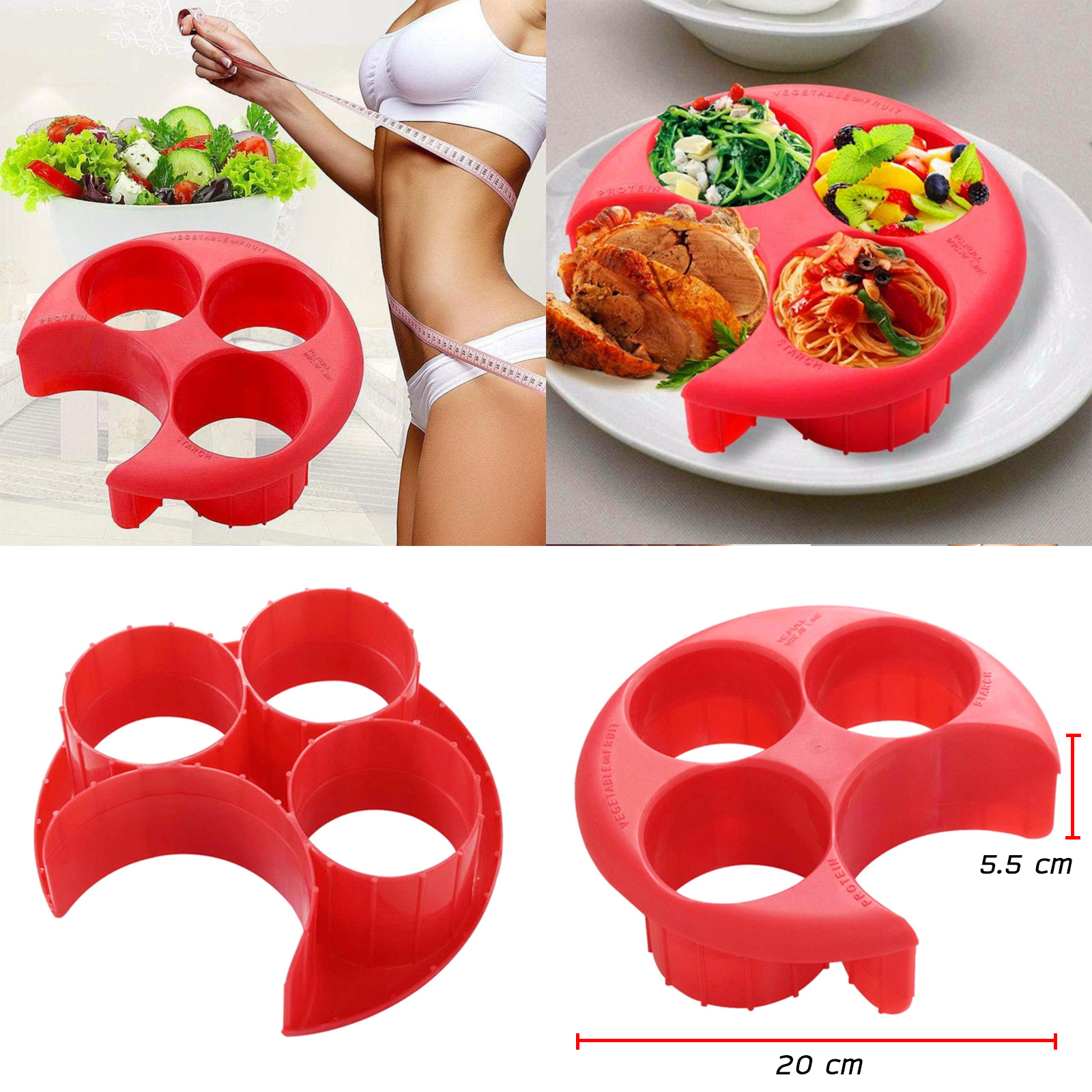 🔥Sale ลดราคา🔥 พิมพ์จัดตำแหน่งอาหาร+ปริมาณอาหาร 4ช่อง วัสดุเกรดอาหาร ปลอดภัย100%