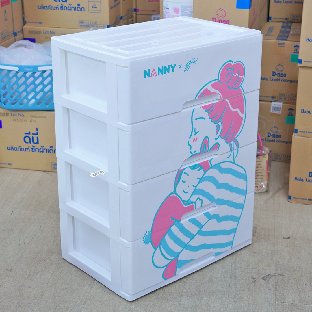 NANNY แนนนี่ ลิ้นชักเก็บของแนนนี่4ชั้นลาย Munin สีชมพู 2998MU (กดสั่งครั้งละ1 ห้ามสั่งรวมออเดอร์กับอย่างอื่น)