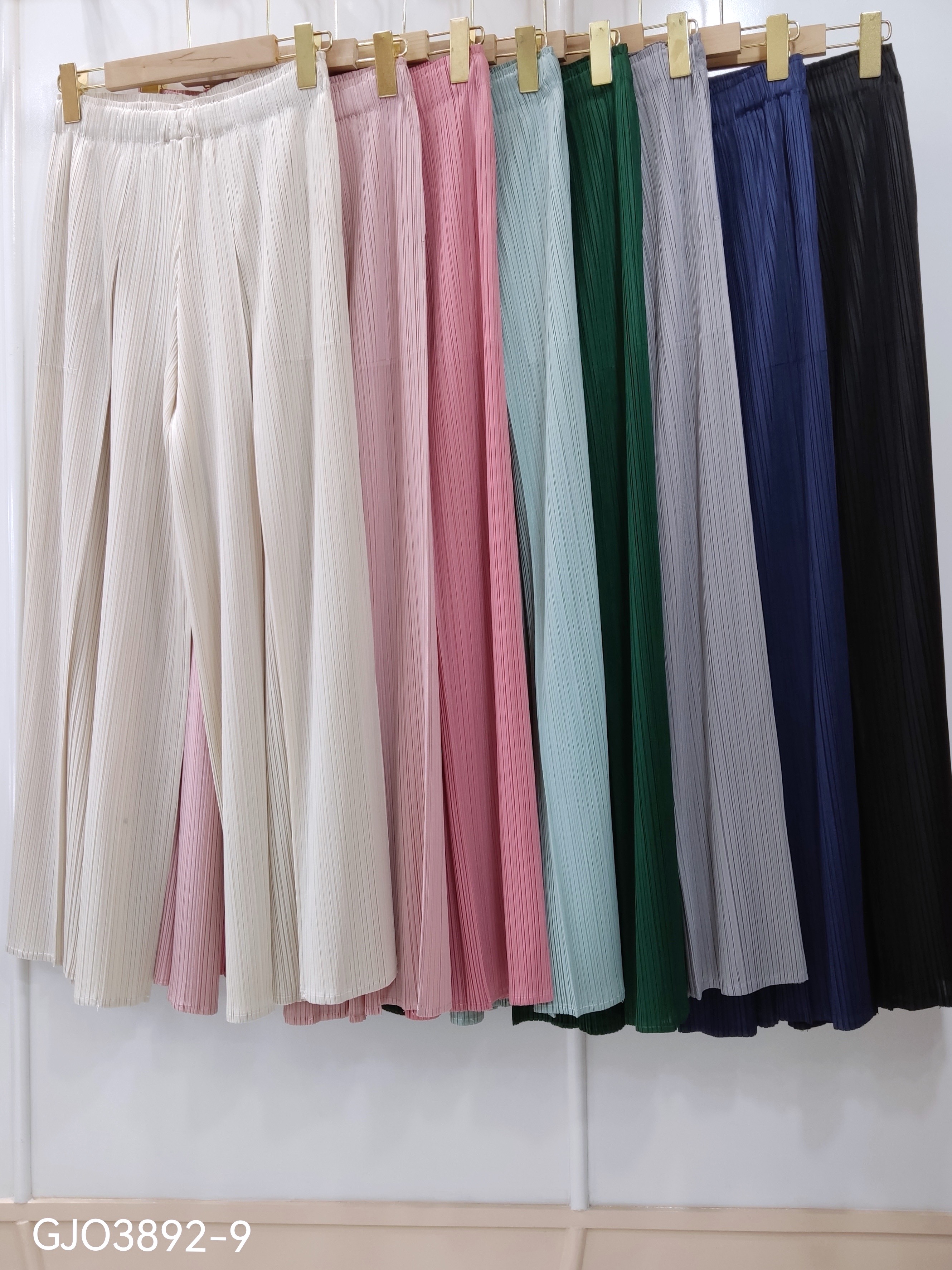 ปรับราคาลง20%!! ยาว 36.5นิ้ว 2MUAY รุ่น GJO3892-9 กางเกงพลีทคุณภาพ WIDE LEG PLEATED PANTS 10 สี FREE SIZE