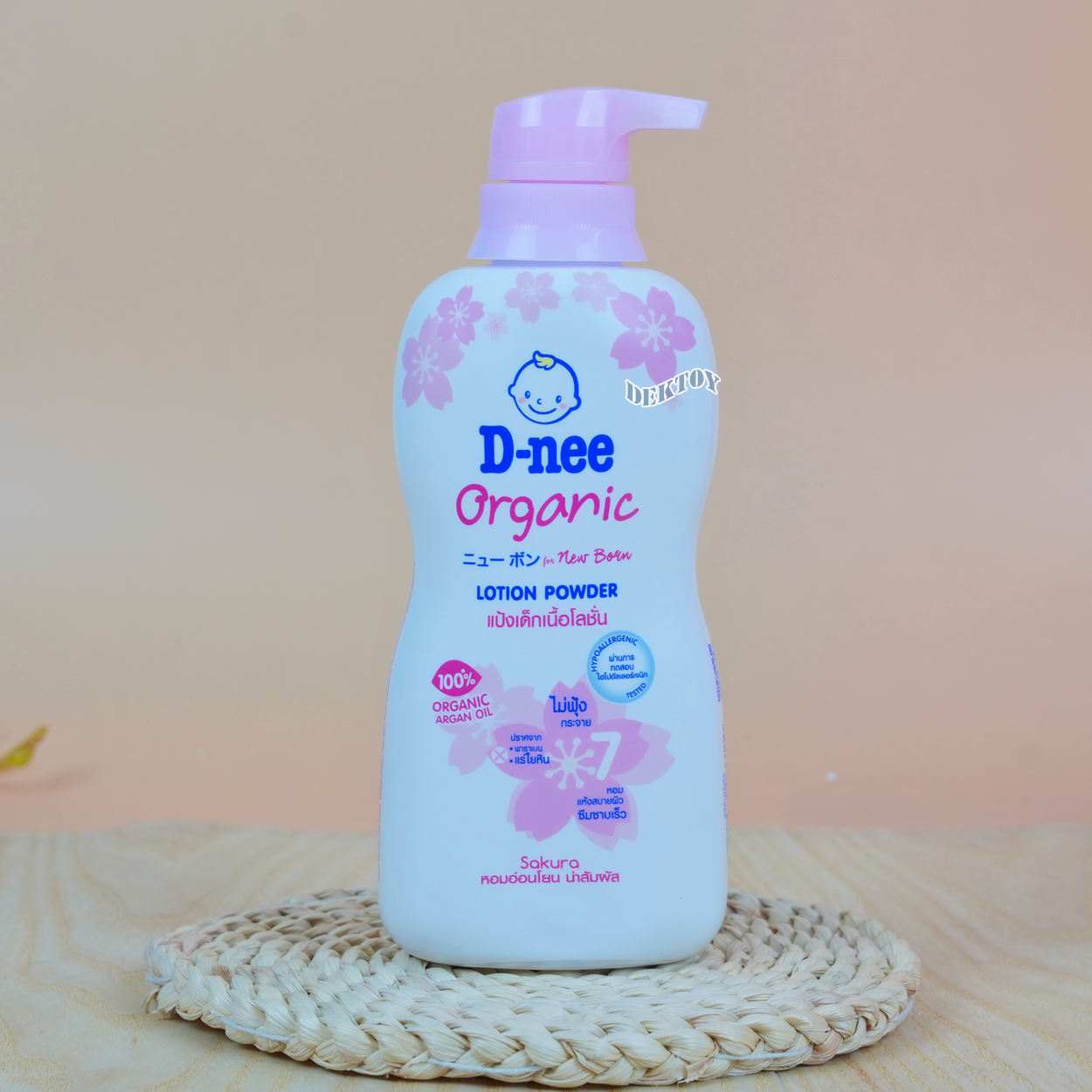 D-nee ดีนี่ แป้งเด็กเนื้อโลชั่น ดีนี่ ออร์แกนิค ฟอร์นิวบอร์น โลชั่น พาวเดอร์ 400 มล. กลิ่นซากุระสีชมพู