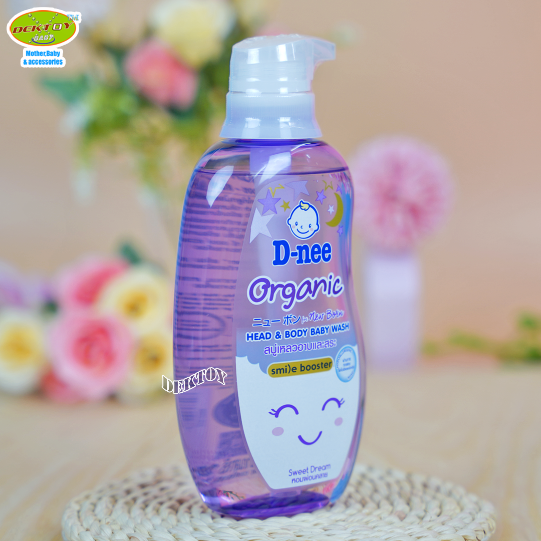 D-nee Organic Smile booster ดีนี่ ออร์แกนิค สไมล์ บูสเตอร์ ซีรีส์ สวีทดรีม สบู่เหลวอาบน้ำสระผม 380 มล. สีม่วง