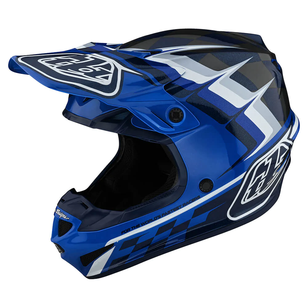 หมวกกันน็อคเด็ก Troy Lee Designs Youth SE4 Polyacrylite Mips Warped Helmet - Blue