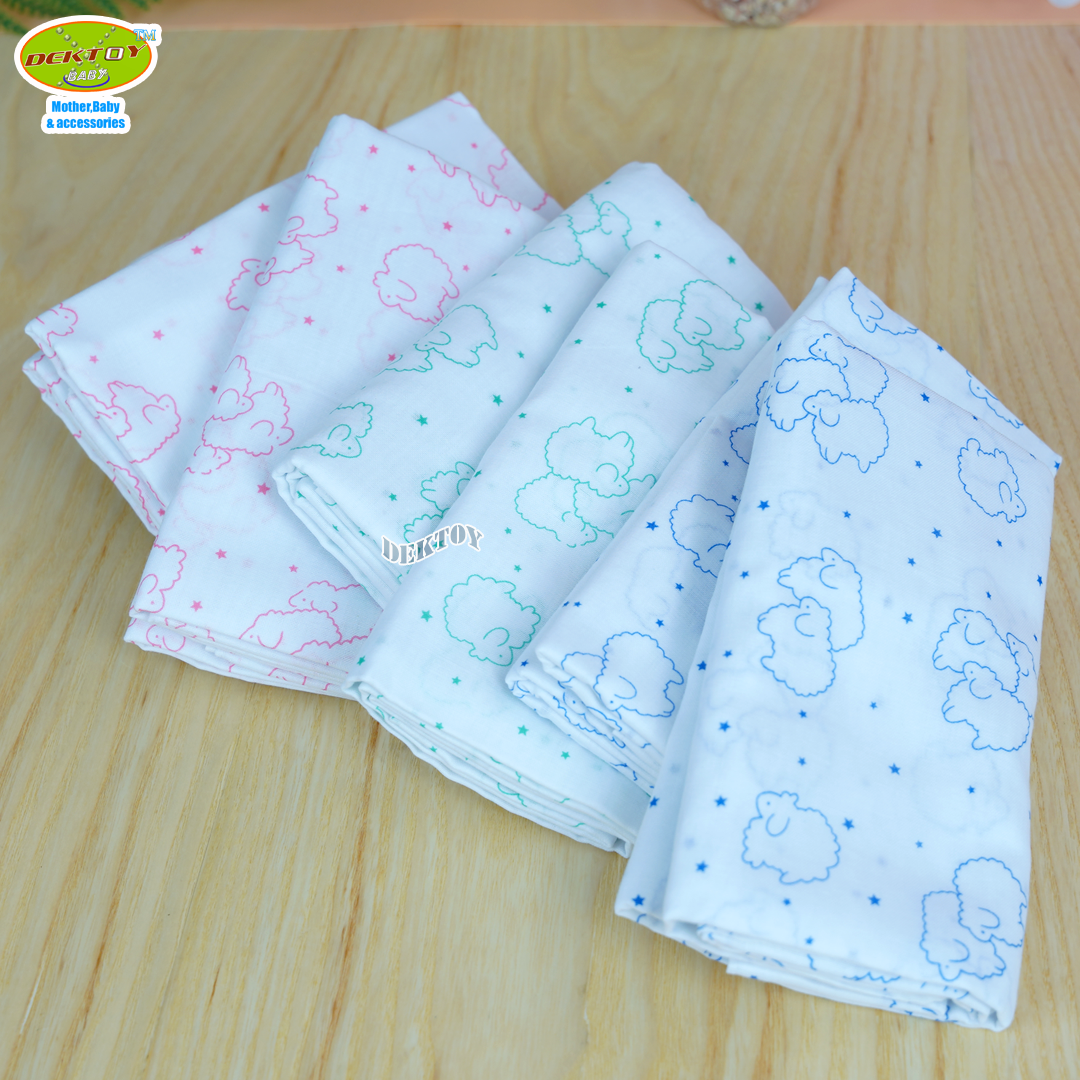 Gold Baby ผ้าอ้อมสาลู 2 ชั้นเกรดA ลายแกะ 12 ผืน