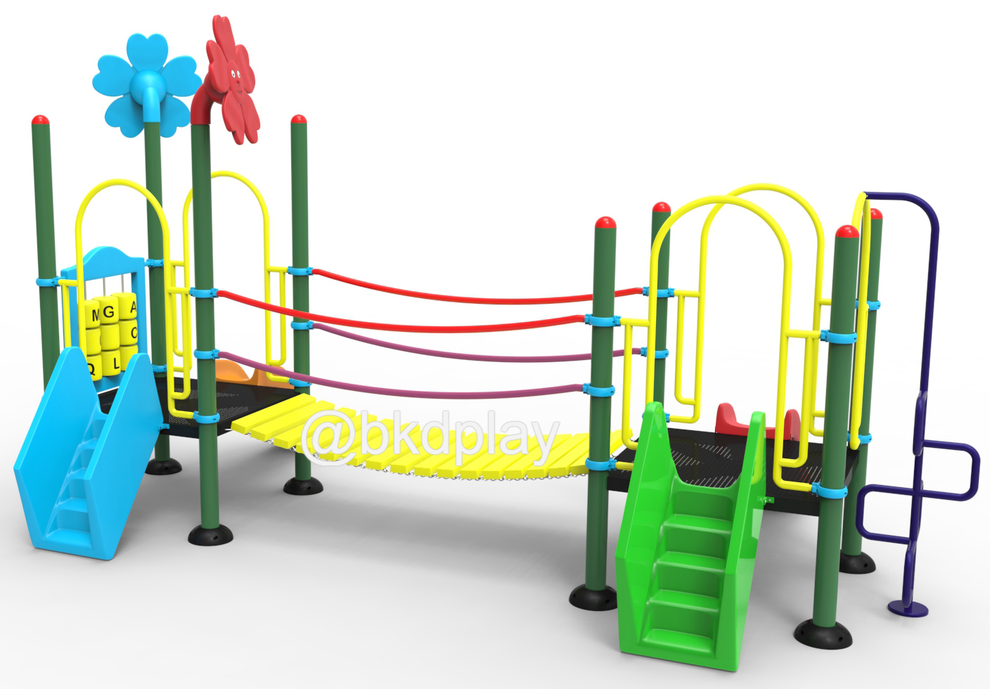 ชุดหอสะพานแขวนสไลด์ 70, เครื่องเล่นสนามกลางแจ้ง , เครื่องเล่นสนามแบบเหล็ก,สะพาน,สไลเดอร์, OutdoorPlayground, ราคาโรงงาน สินค้าสั่งผลิต 10-20 วัน ขนาด 300x490x250 ซม.